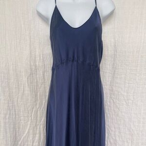 Equipment Navy Silk Midi Slip Dress